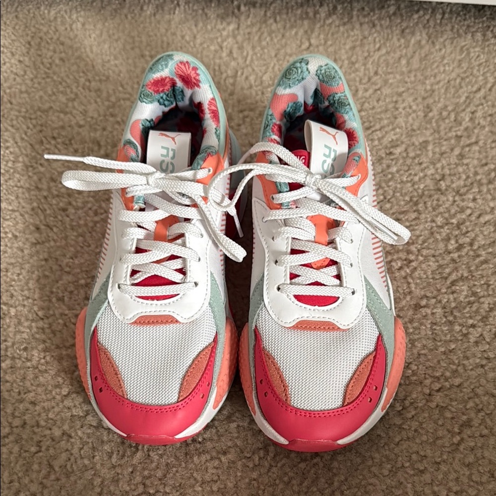 Puma Pink and Orange Sneakers with Cushioned Midsole